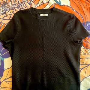Abercrombie Elevated Ribbed Sweater Crop Top | Black | size L |